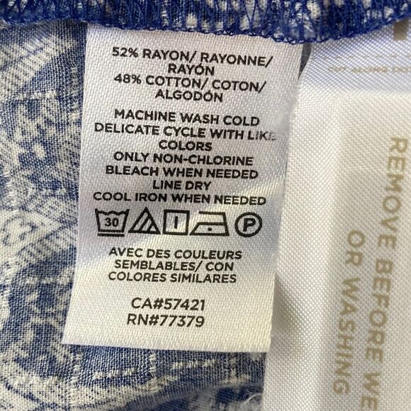 Ann Taylor Paisly Tiered Shift Dress Womens Small Blue Ruffle Sleeve Boho - Picture 7 of 9